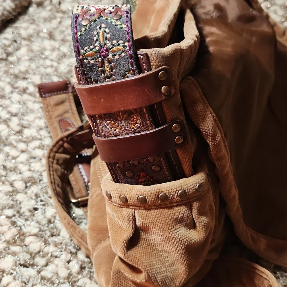 Fossil Tan Canvas and Leather Messenger Bag - Picture 10 of 14